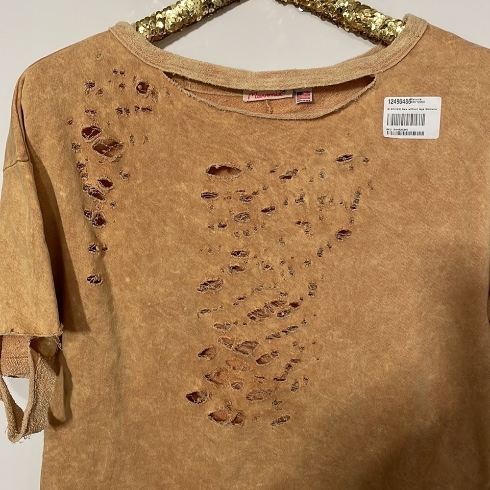 Anthropologie Maronie Cut Out Oversized Pullover Top / Brown - Picture 8 of 13